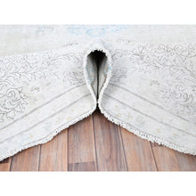 Load image into Gallery viewer, 7&#39;2&quot;x9&#39;10&quot; Alabaster White, Natural Wool, Hand Knotted, Vintage Persian Kerman, Washed Out, Evenly Worn, Cleaned with Sides and Edges Professionally Secured, Oriental Rug FWR513174
