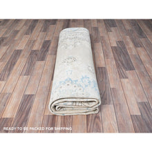 Load image into Gallery viewer, 7&#39;2&quot;x9&#39;10&quot; Alabaster White, Natural Wool, Hand Knotted, Vintage Persian Kerman, Washed Out, Evenly Worn, Cleaned with Sides and Edges Professionally Secured, Oriental Rug FWR513174