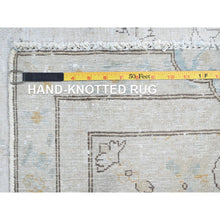 Load image into Gallery viewer, 7&#39;2&quot;x9&#39;4&quot; Bone White, Hand Knotted, Agra with Ziegler Design, All Over Leaf Pattern, Pure Wool, Zero Pile, Oriental Rug FWR458256