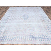Load image into Gallery viewer, 7&#39;9&quot;x10&#39;1&quot; Arctic Blue, Vintage Persian Kerman, Erased Medallion, Worn Down, Pure Wool, Hand Knotted, Cleaned With Sides And Edges Professionally Secured, Oriental Rug FWR513186