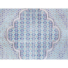 Load image into Gallery viewer, 7&#39;9&quot;x10&#39;1&quot; Arctic Blue, Vintage Persian Kerman, Erased Medallion, Worn Down, Pure Wool, Hand Knotted, Cleaned with Sides and Edges Professionally Secured, Oriental Rug FWR513186