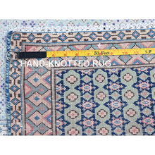Load image into Gallery viewer, 7&#39;9&quot;x10&#39;1&quot; Arctic Blue, Vintage Persian Kerman, Erased Medallion, Worn Down, Pure Wool, Hand Knotted, Cleaned With Sides And Edges Professionally Secured, Oriental Rug FWR513186