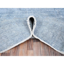 Load image into Gallery viewer, 9&#39;x11&#39;8&quot; Baby Blue, Hand Knotted, Overdyed Vintage Persian Tabriz, Worn Down, Rustic Look, Natural Wool, Oriental Rug FWR513234