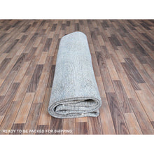 Load image into Gallery viewer, 9&#39;x11&#39;8&quot; Baby Blue, Hand Knotted, Overdyed Vintage Persian Tabriz, Worn Down, Rustic Look, Natural Wool, Oriental Rug FWR513234