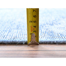 Load image into Gallery viewer, 9&#39;x11&#39;8&quot; Baby Blue, Hand Knotted, Overdyed Vintage Persian Tabriz, Worn Down, Rustic Look, Natural Wool, Oriental Rug FWR513234