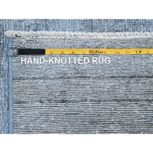 Load image into Gallery viewer, 9&#39;x11&#39;8&quot; Baby Blue, Hand Knotted, Overdyed Vintage Persian Tabriz, Worn Down, Rustic Look, Natural Wool, Oriental Rug FWR513234