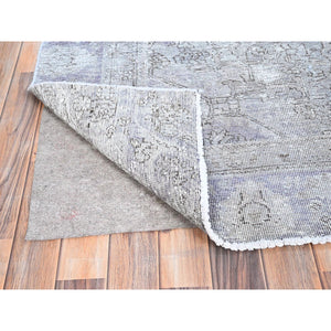 7'1"x10'4" Eminence Purple, Rustic Feel, Soft Wool, Hand Knotted, Vintage Persian Tabriz, Worn Down, Oriental Rug FWR513246