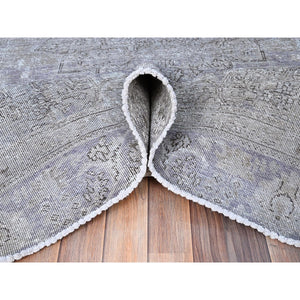 7'1"x10'4" Eminence Purple, Rustic Feel, Soft Wool, Hand Knotted, Vintage Persian Tabriz, Worn Down, Oriental Rug FWR513246