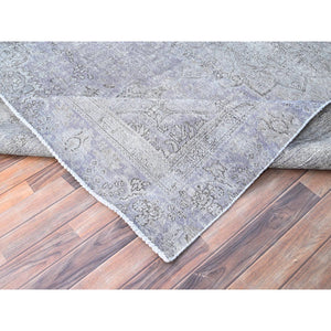 7'1"x10'4" Eminence Purple, Rustic Feel, Soft Wool, Hand Knotted, Vintage Persian Tabriz, Worn Down, Oriental Rug FWR513246