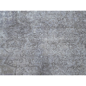 7'1"x10'4" Eminence Purple, Rustic Feel, Soft Wool, Hand Knotted, Vintage Persian Tabriz, Worn Down, Oriental Rug FWR513246