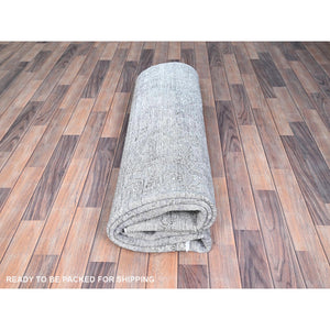 7'1"x10'4" Eminence Purple, Rustic Feel, Soft Wool, Hand Knotted, Vintage Persian Tabriz, Worn Down, Oriental Rug FWR513246
