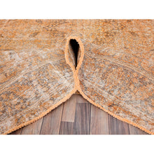 Load image into Gallery viewer, 6&#39;5&quot;x10&#39; Carrot Orange, Shaved Down, Distressed Look, Extra Soft Wool, Hand Knotted, Vintage Persian Tabriz With Faded Medallion Design, Oriental Rug FWR513252