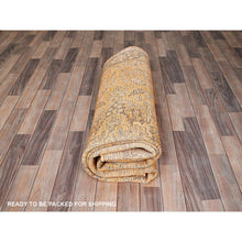 Load image into Gallery viewer, 6&#39;5&quot;x10&#39; Carrot Orange, Shaved Down, Distressed Look, Extra Soft Wool, Hand Knotted, Vintage Persian Tabriz With Faded Medallion Design, Oriental Rug FWR513252