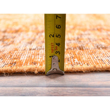 Load image into Gallery viewer, 6&#39;5&quot;x10&#39; Carrot Orange, Shaved Down, Distressed Look, Extra Soft Wool, Hand Knotted, Vintage Persian Tabriz With Faded Medallion Design, Oriental Rug FWR513252