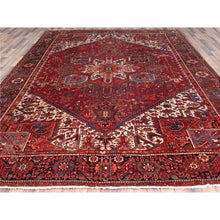 Load image into Gallery viewer, 10&#39;1&quot;x12&#39;9&quot; Ajax Red, Semi Antique Persian Heriz with Tribal Ambience, Good Condition, Distressed Look, Pure Wool, Hand Knotted, Oriental Rug FWR513372