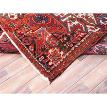 Load image into Gallery viewer, 10&#39;1&quot;x12&#39;9&quot; Ajax Red, Semi Antique Persian Heriz With Tribal Ambience, Good Condition, Distressed Look, Pure Wool, Hand Knotted, Oriental Rug FWR513372