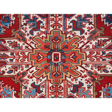 Load image into Gallery viewer, 10&#39;1&quot;x12&#39;9&quot; Ajax Red, Semi Antique Persian Heriz With Tribal Ambience, Good Condition, Distressed Look, Pure Wool, Hand Knotted, Oriental Rug FWR513372