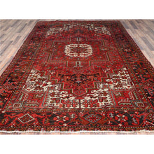 Load image into Gallery viewer, 7&#39;5&quot;x10&#39;2&quot; Fire Brick Red, Vintage Persian Heriz With Village Motif, Good Condition, Distressed Look, Pure Wool, Hand Knotted, Oriental Rug FWR513420