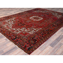 Load image into Gallery viewer, 7&#39;5&quot;x10&#39;2&quot; Fire Brick Red, Vintage Persian Heriz With Village Motif, Good Condition, Distressed Look, Pure Wool, Hand Knotted, Oriental Rug FWR513420