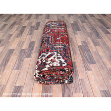 Load image into Gallery viewer, 8&#39;5&quot;x10&#39;9&quot; Tomato Red, Pure Wool, Hand Knotted, Semi Antique Persian Heriz, Good Condition, Distressed Feel, Evenly Worn, Oriental Rug FWR513432