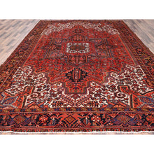 Load image into Gallery viewer, 10&#39;x13&#39;2&quot; Fire Brick Red, Pure Wool, Hand Knotted, Semi Antique Persian Heriz With Village Motif, Good Condition, Distressed Look, Oriental Rug FWR513468