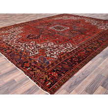 Load image into Gallery viewer, 10&#39;x13&#39;2&quot; Fire Brick Red, Pure Wool, Hand Knotted, Semi Antique Persian Heriz With Village Motif, Good Condition, Distressed Look, Oriental Rug FWR513468