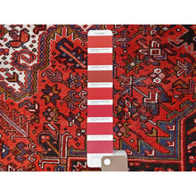 Load image into Gallery viewer, 10&#39;x13&#39;2&quot; Fire Brick Red, Pure Wool, Hand Knotted, Semi Antique Persian Heriz With Village Motif, Good Condition, Distressed Look, Oriental Rug FWR513468