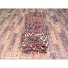 Load image into Gallery viewer, 10&#39;x13&#39;2&quot; Fire Brick Red, Pure Wool, Hand Knotted, Semi Antique Persian Heriz With Village Motif, Good Condition, Distressed Look, Oriental Rug FWR513468