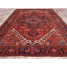 Load image into Gallery viewer, 9&#39;8&quot;x13&#39; Imperial Red, Pure Wool, Hand Knotted, Semi Antique Persian Heriz, Good Condition, Distressed Feel, Evenly Worn, Oriental Rug FWR513504