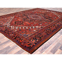 Load image into Gallery viewer, 9&#39;8&quot;x13&#39; Imperial Red, Pure Wool, Hand Knotted, Semi Antique Persian Heriz, Good Condition, Distressed Feel, Evenly Worn, Oriental Rug FWR513504