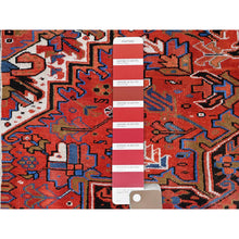 Load image into Gallery viewer, 9&#39;8&quot;x13&#39; Imperial Red, Pure Wool, Hand Knotted, Semi Antique Persian Heriz, Good Condition, Distressed Feel, Evenly Worn, Oriental Rug FWR513504