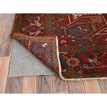 Load image into Gallery viewer, 8&#39;4&quot;x10&#39;10&quot; Crimson Red, Good Condition, Distressed Feel, Evenly Worn, Pure Wool, Hand Knotted, Vintage Persian Heriz with Geometric Pattern, Oriental Rug FWR513528