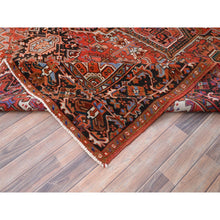 Load image into Gallery viewer, 10&#39;1&quot;x13&#39;2&quot; Chili Red, Semi Antique Persian Heriz, Good Condition, Rustic Feel, Worn Wool, Hand Knotted, Oriental Rug FWR513534