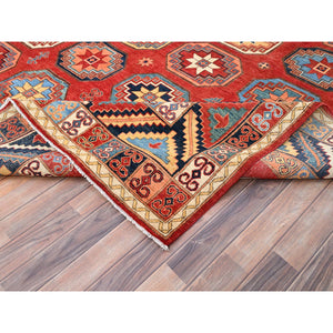 10'x13'10" Cardinals Red, Afghan Ersari With Elephant Feet Design, Hand Knotted, Natural Dyes, Natural Wool, Oriental Rug FWR513540