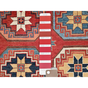 10'x13'10" Cardinals Red, Afghan Ersari With Elephant Feet Design, Hand Knotted, Natural Dyes, Natural Wool, Oriental Rug FWR513540