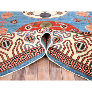 9'1"x11'9" Baby Blue, Khotan Design With Large Elements, Hand Knotted, Natural Dyes, Soft Wool, Oriental Rug FWR513576