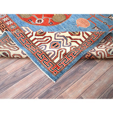 Load image into Gallery viewer, 9&#39;1&quot;x11&#39;9&quot; Baby Blue, Khotan Design With Large Elements, Hand Knotted, Natural Dyes, Soft Wool, Oriental Rug FWR513576