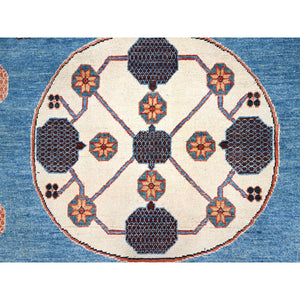9'1"x11'9" Baby Blue, Khotan Design With Large Elements, Hand Knotted, Natural Dyes, Soft Wool, Oriental Rug FWR513576
