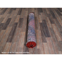 Load image into Gallery viewer, 3&#39;1&quot;x6&#39;5&quot; Ajax Red, Vintage Persian Shiraz with Small Bird Figurines, Geometric Medallion Design, Shaved Down, Zero Pile, Sides and Ends Professionally Secured, Clean, Hand Knotted, 100% Wool, Wide Runner, Oriental Rug FWR5130
