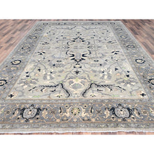 Load image into Gallery viewer, 9&#39;x12&#39;2&quot; Gainsboro Gray, Afghan Peshawar With Serapi Heriz Design, Vegetable Dyes, 100% Wool, Hand Knotted, Oriental Rug FWR513618