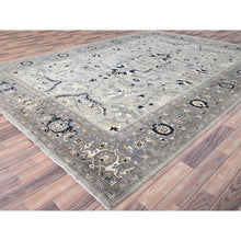 Load image into Gallery viewer, 9&#39;x12&#39;2&quot; Gainsboro Gray, Afghan Peshawar With Serapi Heriz Design, Vegetable Dyes, 100% Wool, Hand Knotted, Oriental Rug FWR513618