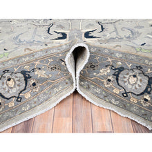 Load image into Gallery viewer, 9&#39;x12&#39;2&quot; Gainsboro Gray, Afghan Peshawar With Serapi Heriz Design, Vegetable Dyes, 100% Wool, Hand Knotted, Oriental Rug FWR513618