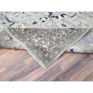 9'x12'2" Gainsboro Gray, Afghan Peshawar With Serapi Heriz Design, Vegetable Dyes, 100% Wool, Hand Knotted, Oriental Rug FWR513618