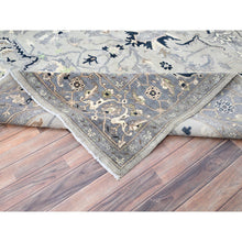 Load image into Gallery viewer, 9&#39;x12&#39;2&quot; Gainsboro Gray, Afghan Peshawar With Serapi Heriz Design, Vegetable Dyes, 100% Wool, Hand Knotted, Oriental Rug FWR513618