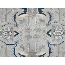 Load image into Gallery viewer, 9&#39;x12&#39;2&quot; Gainsboro Gray, Afghan Peshawar With Serapi Heriz Design, Vegetable Dyes, 100% Wool, Hand Knotted, Oriental Rug FWR513618