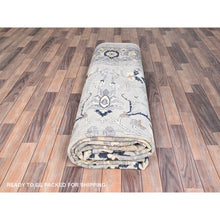 Load image into Gallery viewer, 9&#39;x12&#39;2&quot; Gainsboro Gray, Afghan Peshawar With Serapi Heriz Design, Vegetable Dyes, 100% Wool, Hand Knotted, Oriental Rug FWR513618