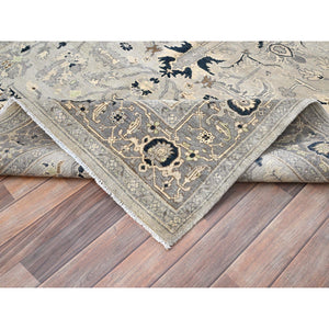 6'x8'9" Battleship Grey, Afghan Peshawar With Serapi Heriz Design, Soft Wool, Vegetable Dyes, Dense Weave, Hand Knotted, Oriental Rug FWR513666