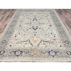 6'2"x8'10" Gainsboro Grey, Afghan Peshawar With Serapi Heriz Design, Extra Soft Wool, Hand Knotted, Natural Dyes, Dense Weave, Oriental Rug FWR513672
