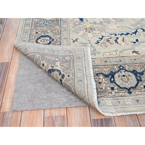 6'2"x8'10" Gainsboro Grey, Afghan Peshawar With Serapi Heriz Design, Extra Soft Wool, Hand Knotted, Natural Dyes, Dense Weave, Oriental Rug FWR513672