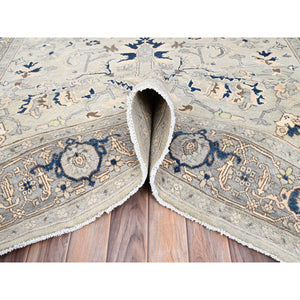 6'2"x8'10" Gainsboro Grey, Afghan Peshawar With Serapi Heriz Design, Extra Soft Wool, Hand Knotted, Natural Dyes, Dense Weave, Oriental Rug FWR513672